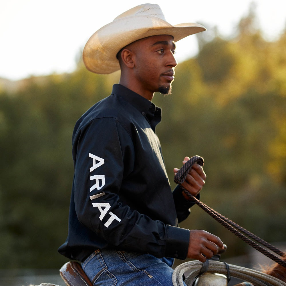 Ariat Mens Team Logo Twill Fitted Shirt Black - 10034231