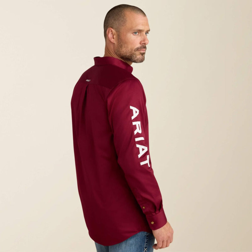 Ariat Mens Team Logo Twill Fitted Shirt Burgundy - 10034233