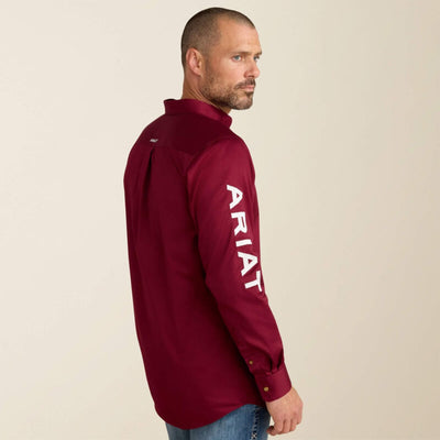 Ariat Mens Team Logo Twill Fitted Shirt Burgundy - 10034233