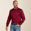 Ariat Mens Team Logo Twill Fitted Shirt Burgundy - 10034233
