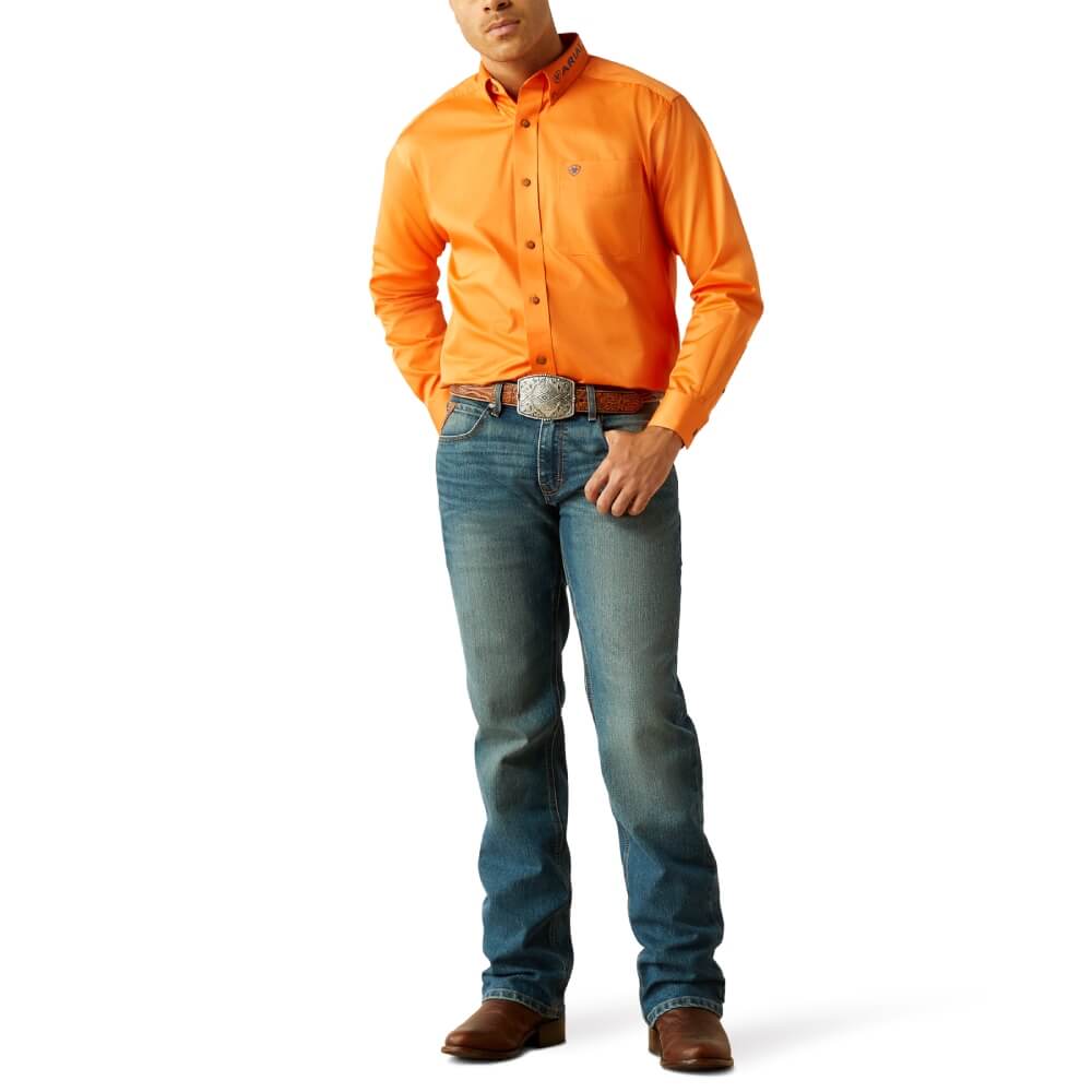 Ariat Mens Team Logo Twill Shirt Bright Orange Color Ariat Mens Team Logo Twill Shirt Bright Orange Color