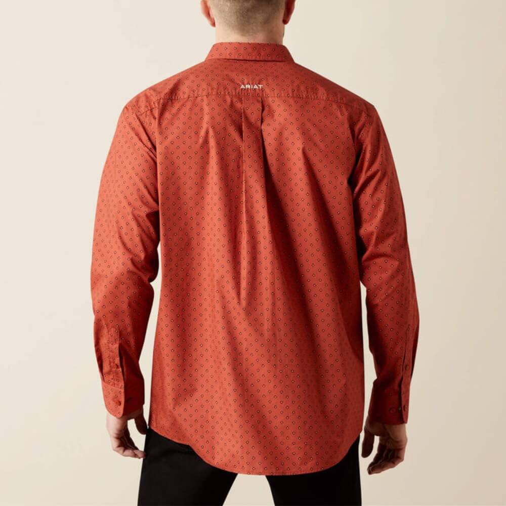 Ariat Mens Team Porter Classic Fit Shirt Brick/Beige - 10065813