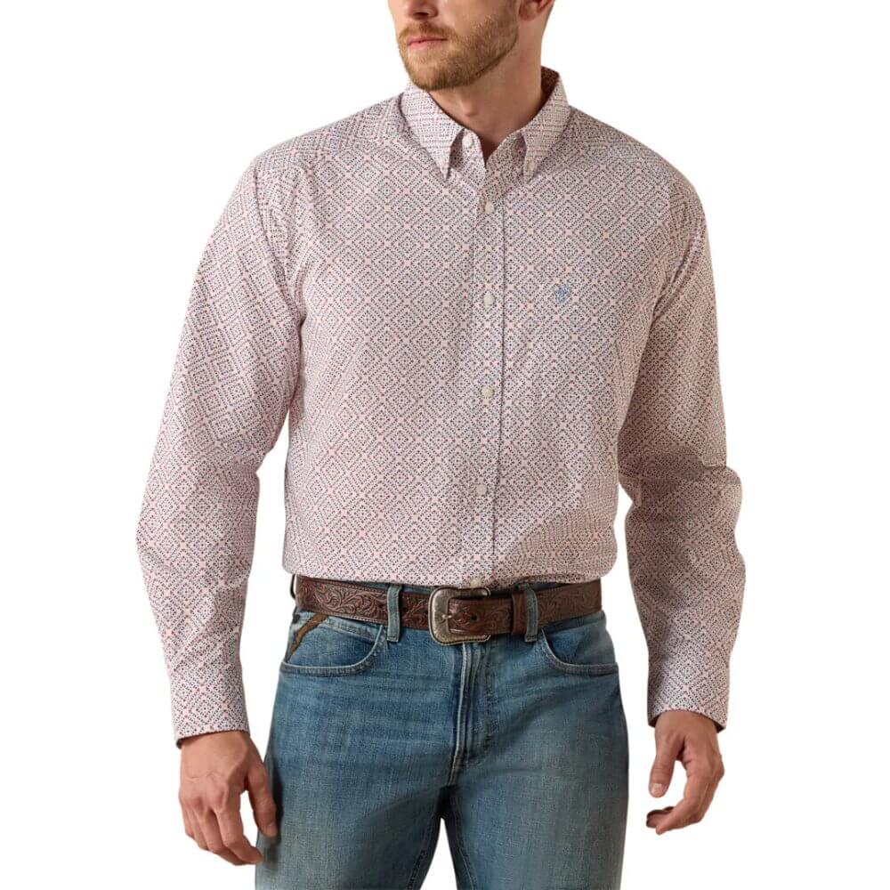 Ariat Mens Tiernan Geo Print Classic Fit Shirt White - 10071609