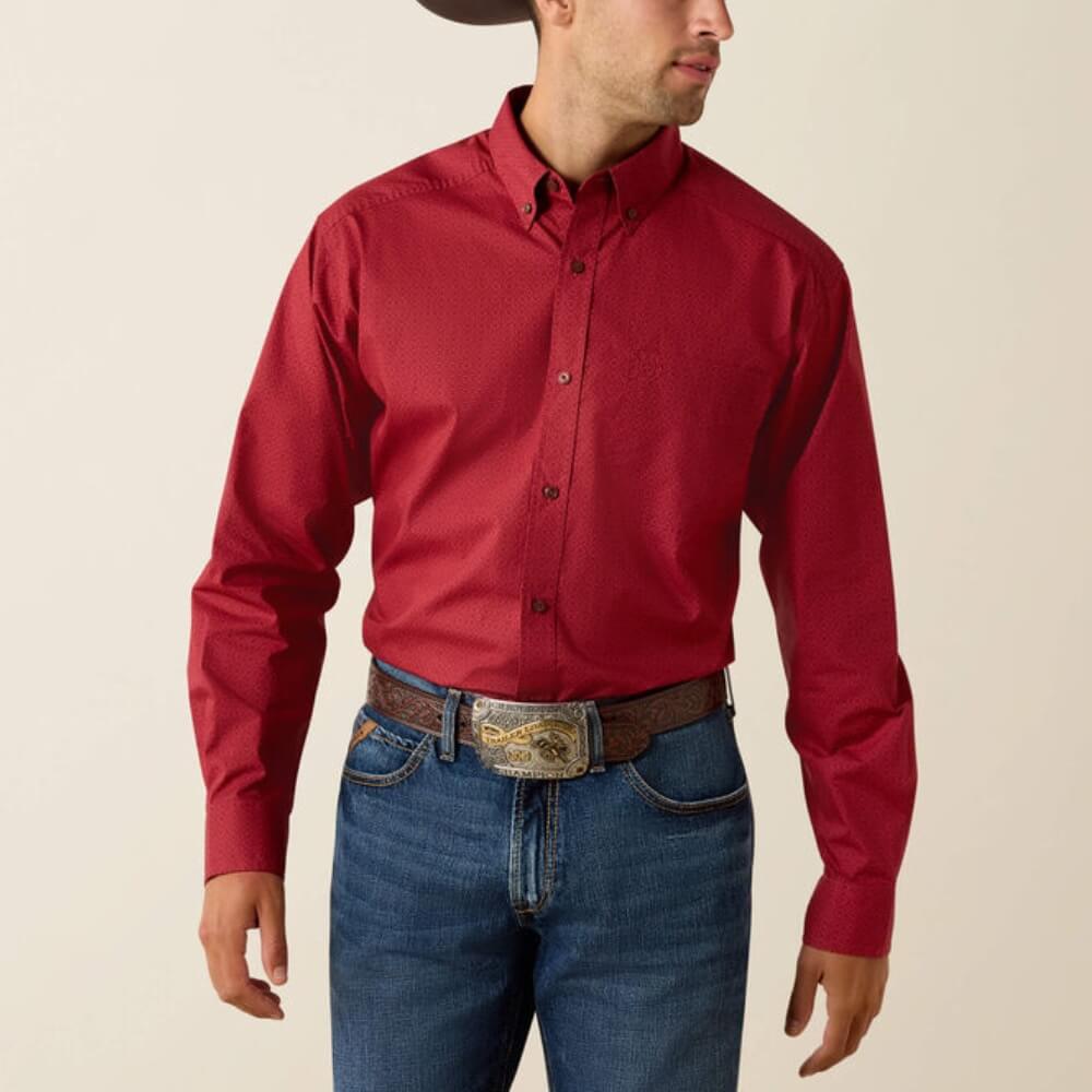 Ariat Mens Tito Classic Fit Shirt Brick Red Geo Print - 10071605