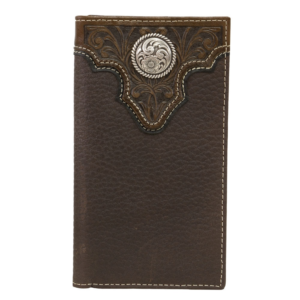 Ariat Mens Tooled Overlay Concho Leather Wallet - A3510202