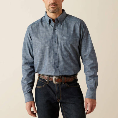 Ariat Mens Trent Classic Fit Shirt Chambray Blue - 10062184