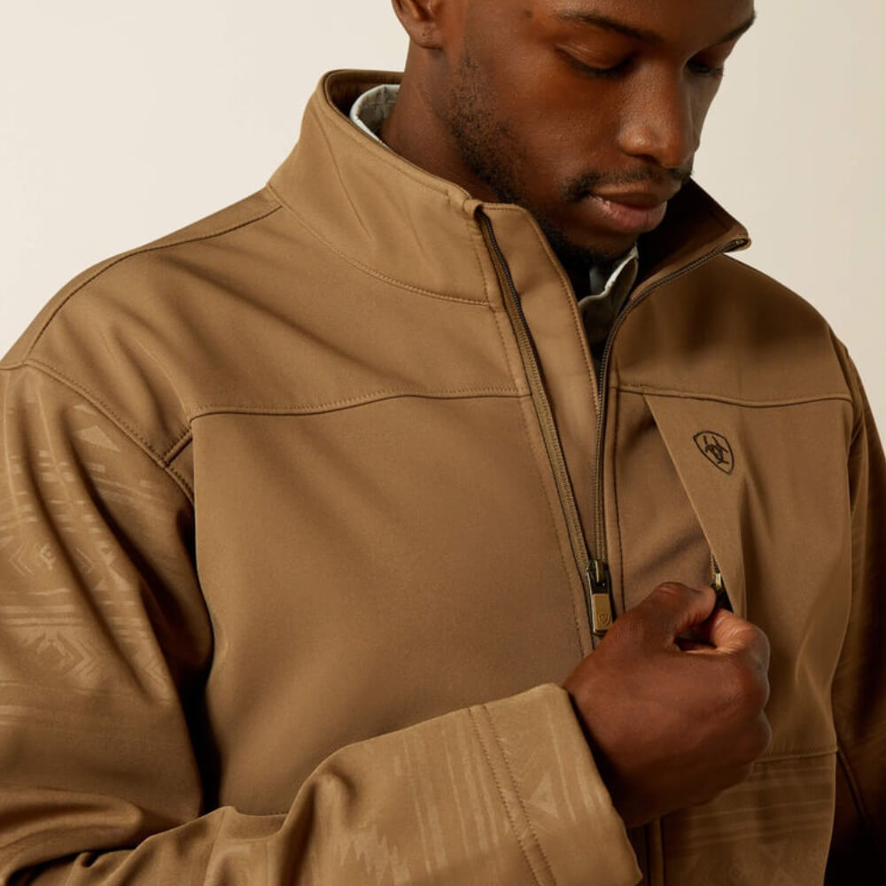 Ariat Mens Vernon Softshell Jacket Khaki Southwest - 10062599