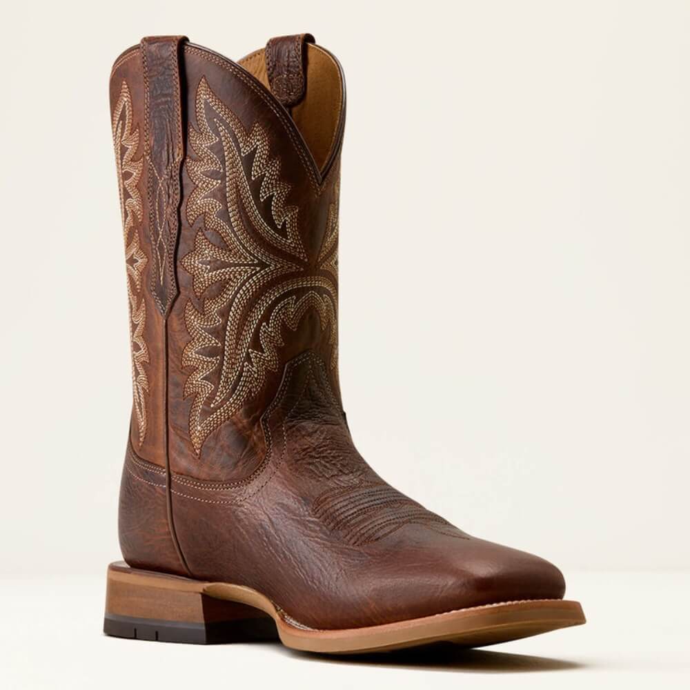Ariat Mens Walker Wide Square Toe Cowboy Boots Smoked Amber/Ranchwood - 10080558