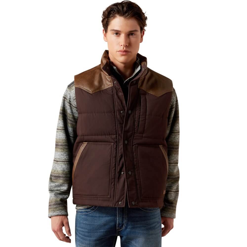 Ariat Mens Western Quilted Concealed Carry Vest Brown - 10079280
