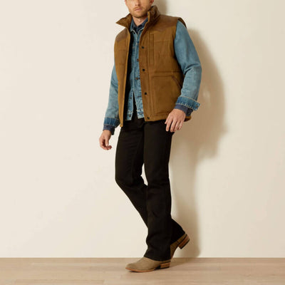Ariat Mens Western Quilted Vest Cub Khaki/Brown - 10062439
