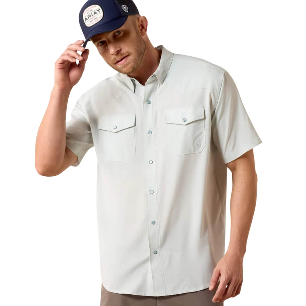 Ariat Mens Western VentTEK Classic Fit Shirt Aqua Heather - 10073498