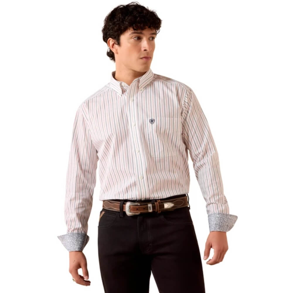 Ariat Mens Whittaker Long Sleeve Shirt White Stripe - 10079411