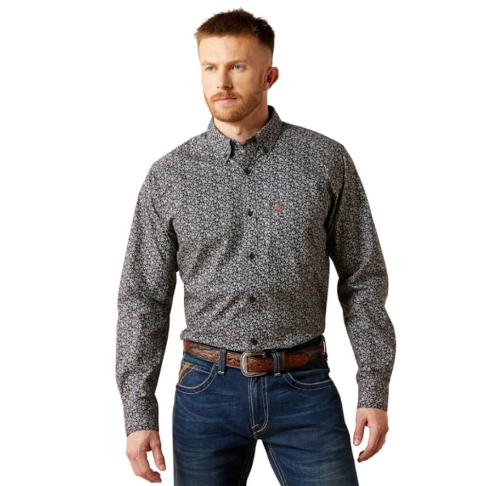 Ariat Mens Wick Fitted Print Shirt Navy - 10065876