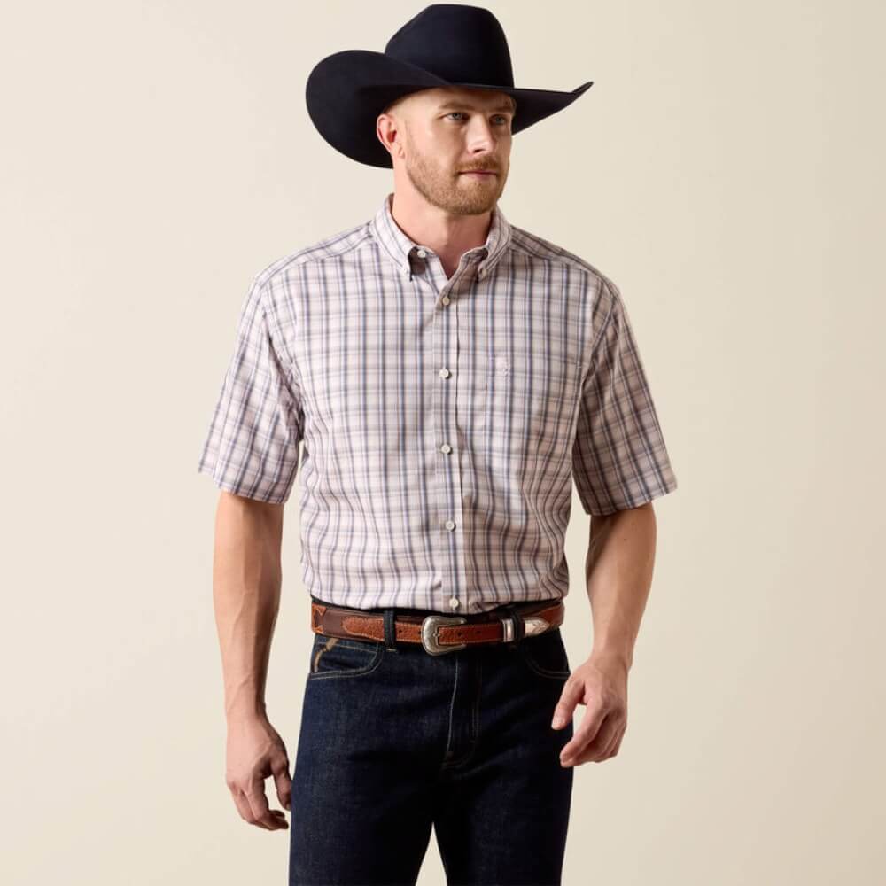 Ariat Mens Wolcott Classic Fit Shirt White Multi Barely Pink - 10073696
