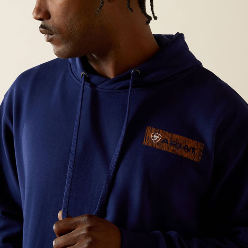 Ariat Mens Woodshop Stack Hoodie Navy - 10062497