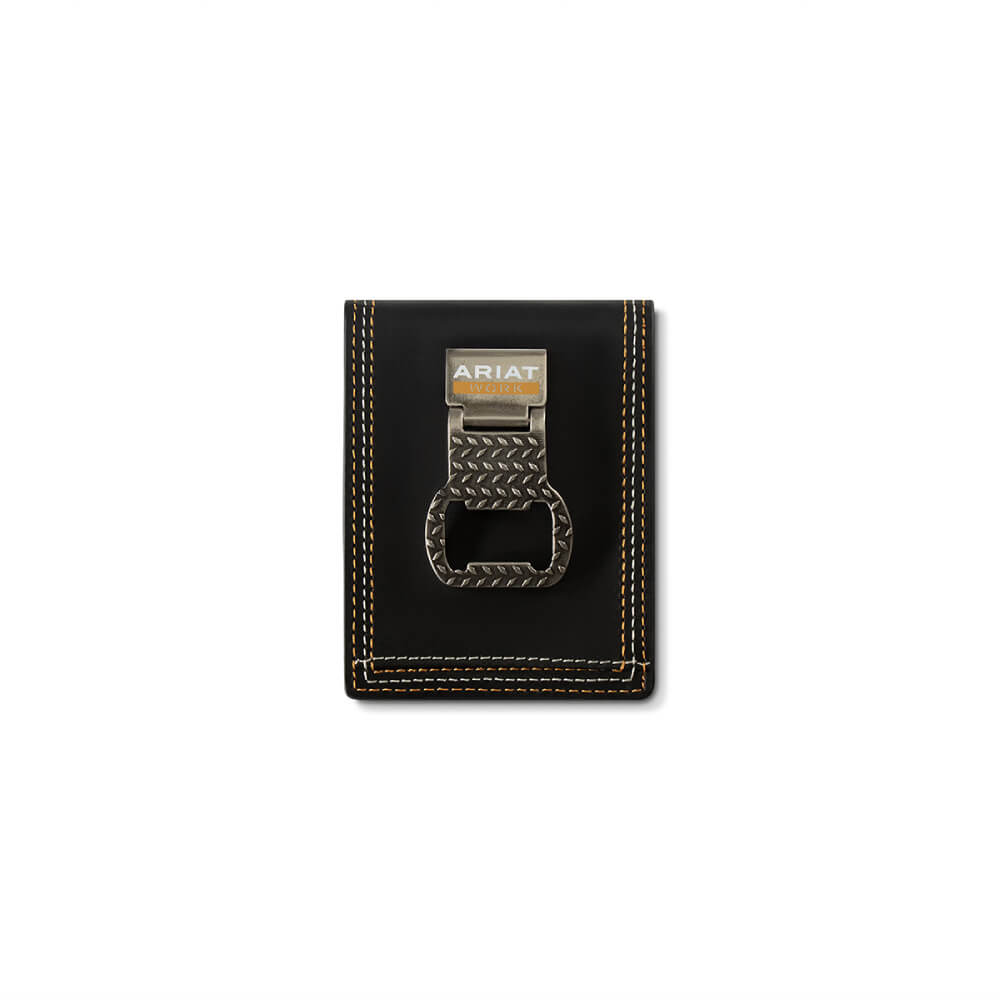 Ariat Mens Work Bifold Money Clip Wallet Black - A3400801
