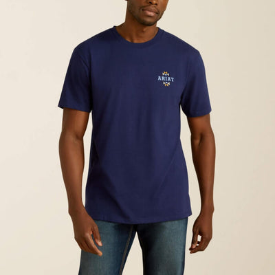 Ariat Mens Woven West T-Shirt Medieval Blue - 10062418