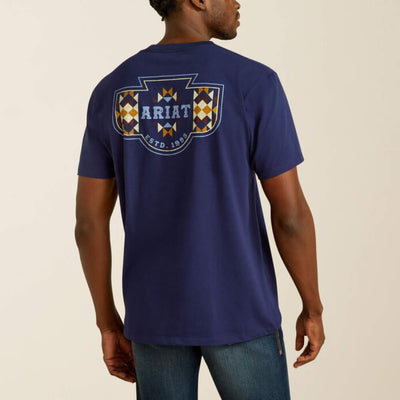 Ariat Mens Woven West T-Shirt Medieval Blue - 10062418