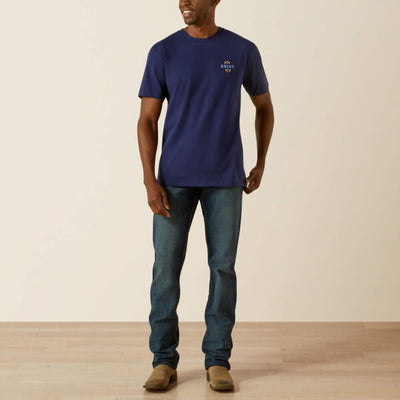 Ariat Mens Woven West T-Shirt Medieval Blue - 10062418