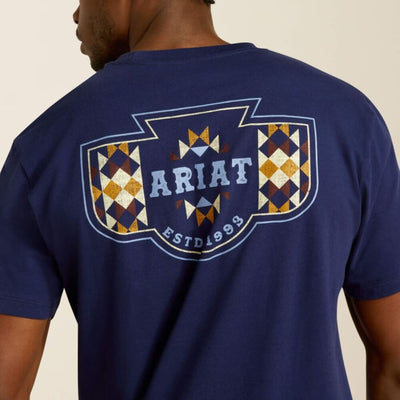 Ariat Mens Woven West T-Shirt Medieval Blue - 10062418