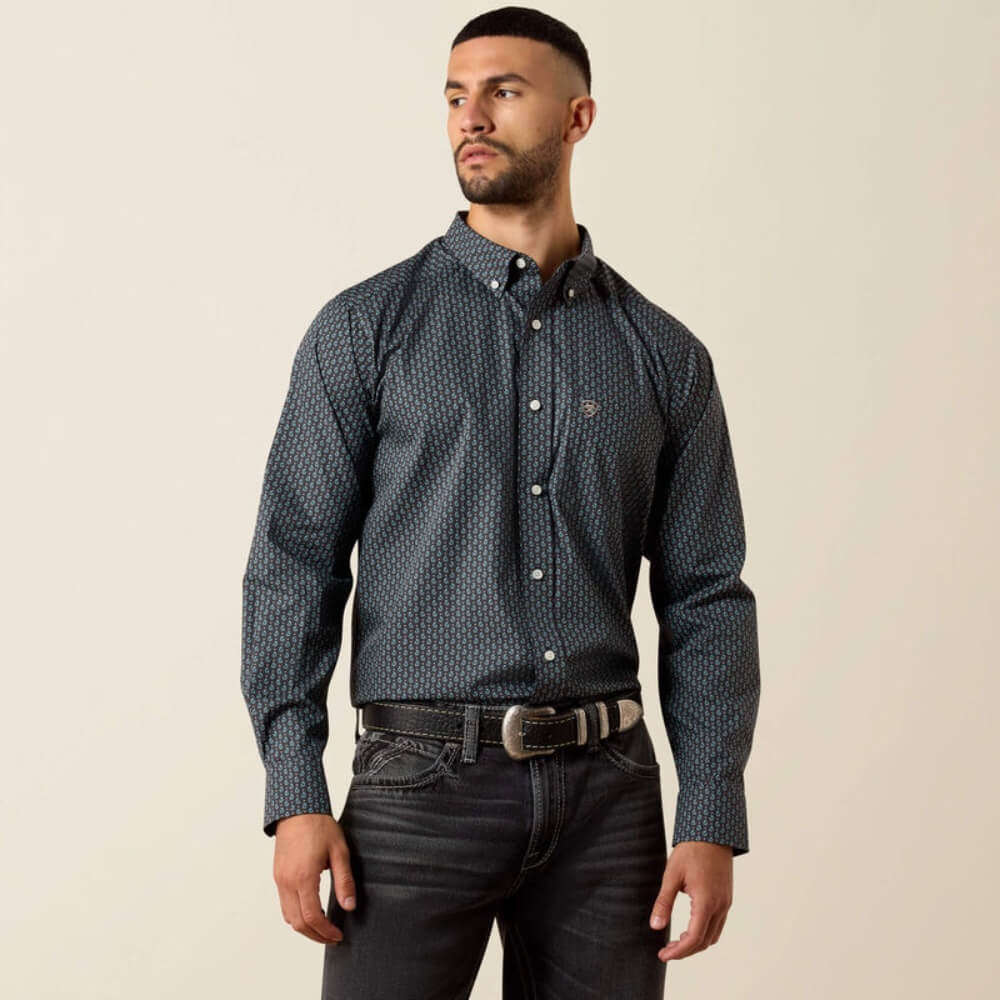 Ariat Mens Wrinkle Free Barnaby Classic Fit Shirt Phantom Paisley Print - 10079294