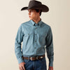 Ariat Mens Wrinkle Free Bram Fitted Snap Shirt Corsair Blue Floral - 10079659