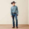 Ariat Mens Wrinkle Free Bram Fitted Snap Shirt Corsair Blue Floral - 10079659