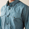 Ariat Mens Wrinkle Free Bram Fitted Snap Shirt Corsair Blue Floral - 10079659