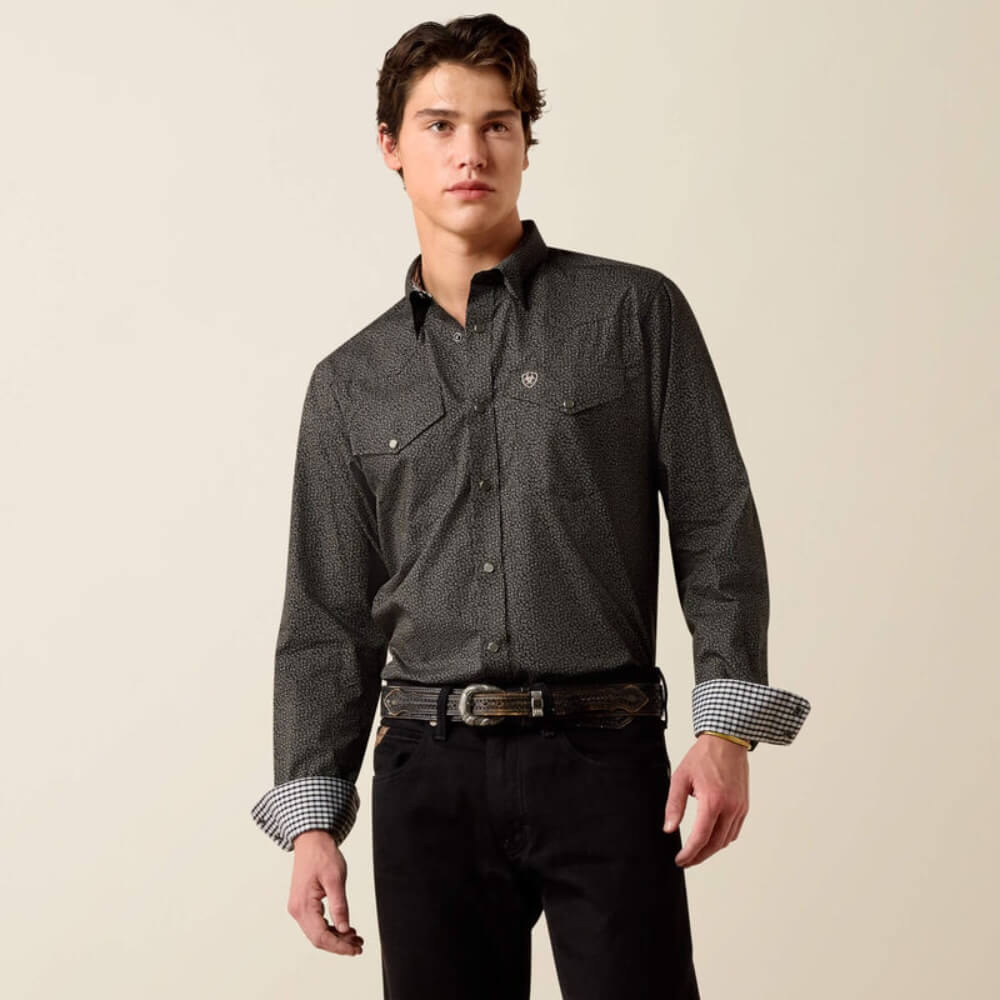 Ariat Mens Wrinkle Free Braven Fitted Snap Shirt Black - 10079489