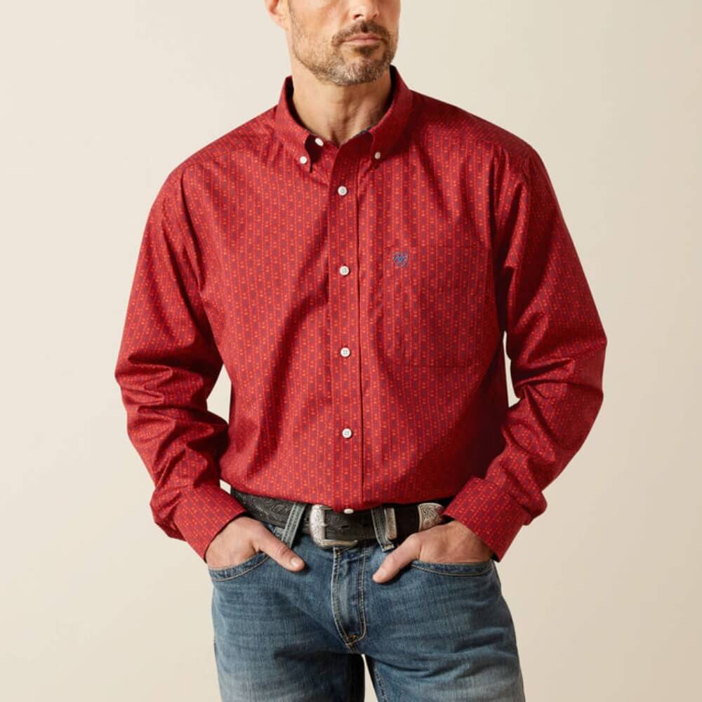 Ariat Mens Wrinkle Free Bruno Shirt Red