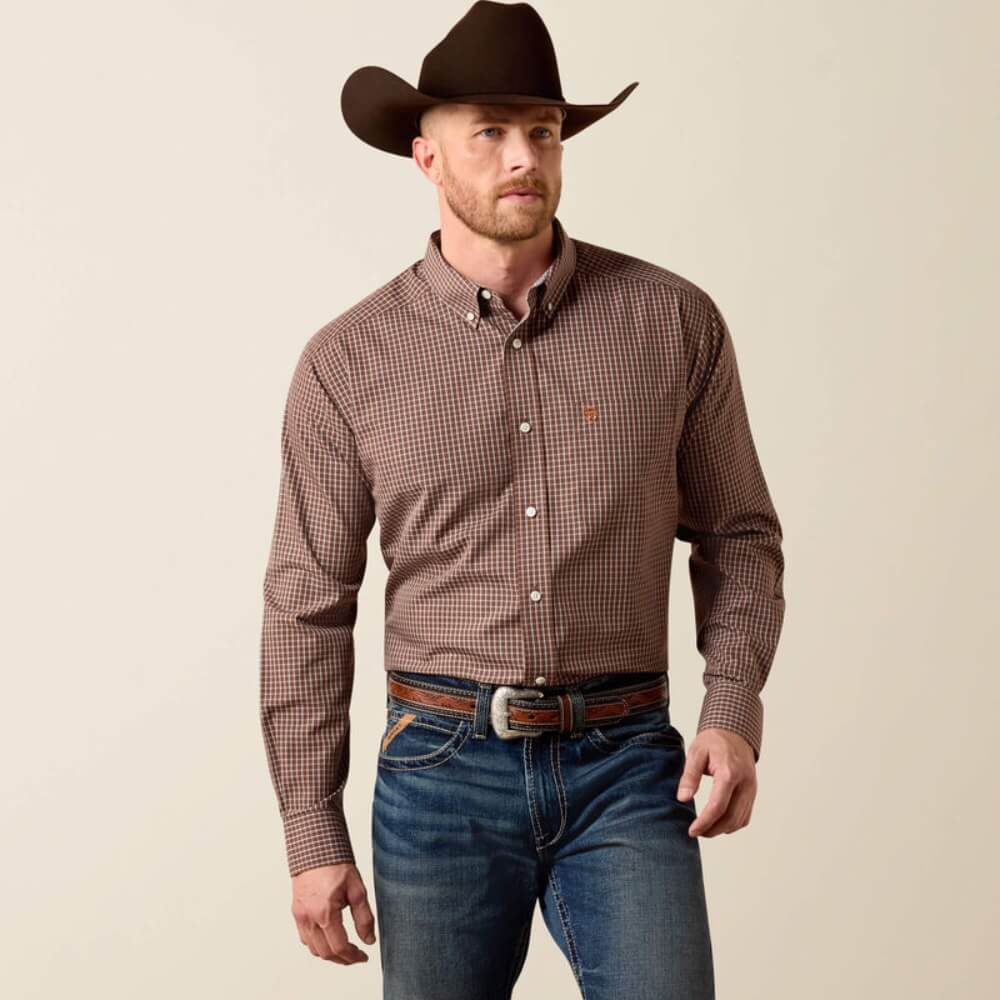 Ariat Mens Wrinkle Free Coen Classic Fit Shirt Chestnut Plaid - 10071742