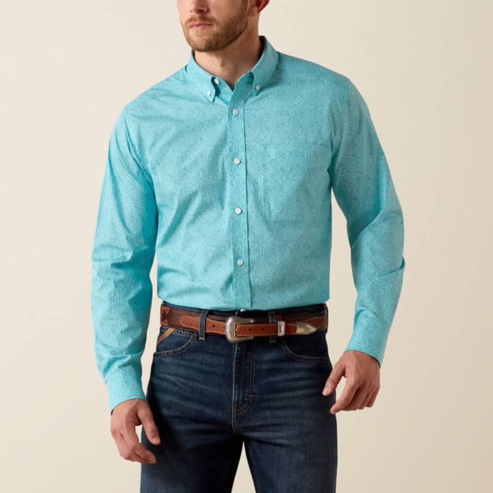 Ariat Mens Wrinkle Free Cormac Fitted Shirt Larkspur - 10071743