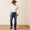 Ariat Mens Wrinkle Free Refined Slub Fitted Shirt Barely Pink - 10073487