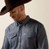 Ariat Mens Wrinkle Free Refined Slub Shirt Chambray Blue - 10073488