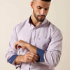 Ariat Mens Wrinkle Free Solid Pinpoint Oxford Shirt Purple Ash - 10079286
