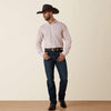 Ariat Mens Wrinkle Free Wenzel Fitted Shirt Barely Pink Plaid - 10073693