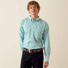 Ariat Mens Wrinkle Free Wilkes Classic Fit Shirt Blue Turquoise - 10073687