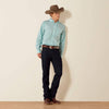 Ariat Mens Wrinkle Free Wilkes Classic Fit Shirt Blue Turquoise - 10073687