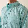 Ariat Mens Wrinkle Free Wilkes Classic Fit Shirt Blue Turquoise - 10073687
