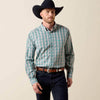 Ariat Mens Wrinkle Free Wolfe Classic Fit Shirt Blue Turquoise - 10073686
