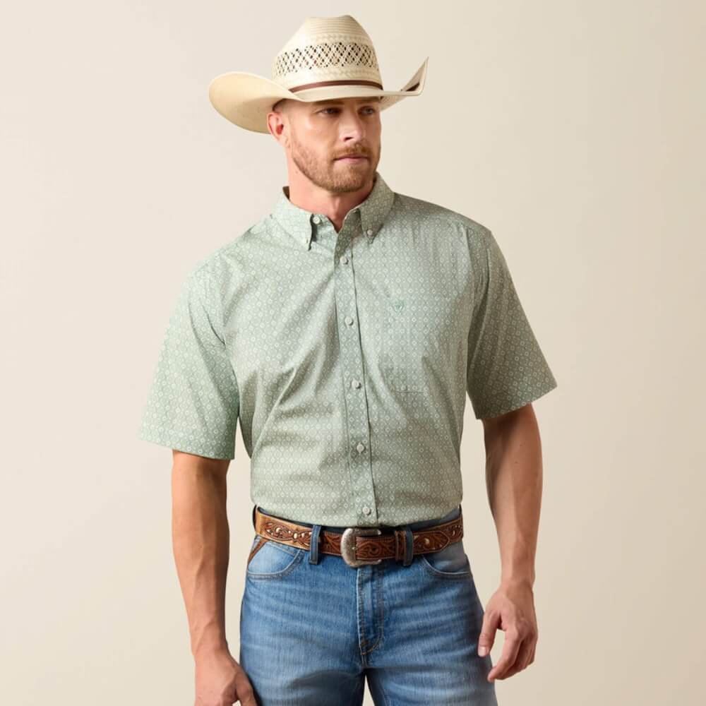 Ariat Mens Wrinkle Free Worthington Shirt Laurel Green - 10073697