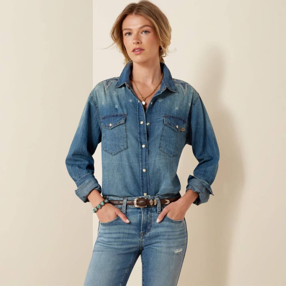 Ariat Womens Americana Denim Shirt Clinton - 10079845
