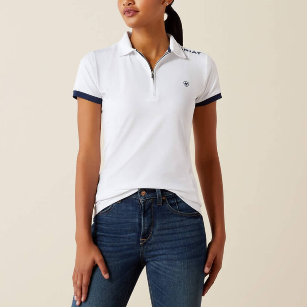 Ariat Womens Bandera Team White Polo Shirt