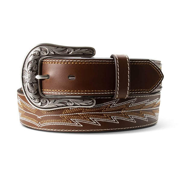 Ariat Womens Bootstitch Leather Belt | Brown Color display picture 2
