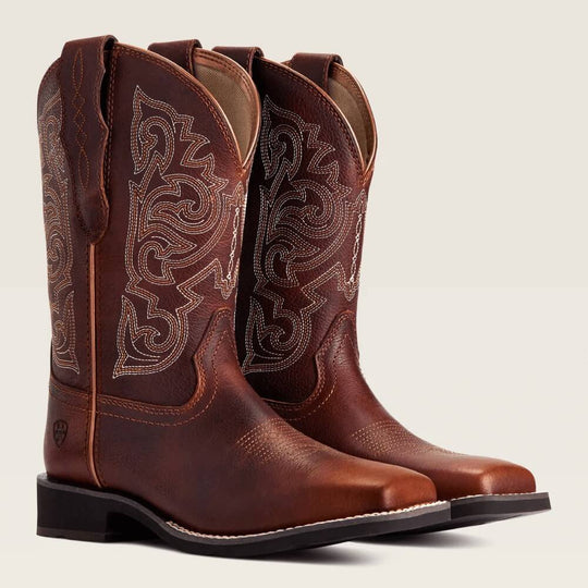 Bottes Western Femme Ariat 8B Marron Daim Imprimé Rodéo Aloha Mexique