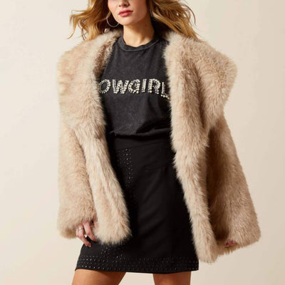 Ariat Womens Faux Fur Coat Tan - 10065966