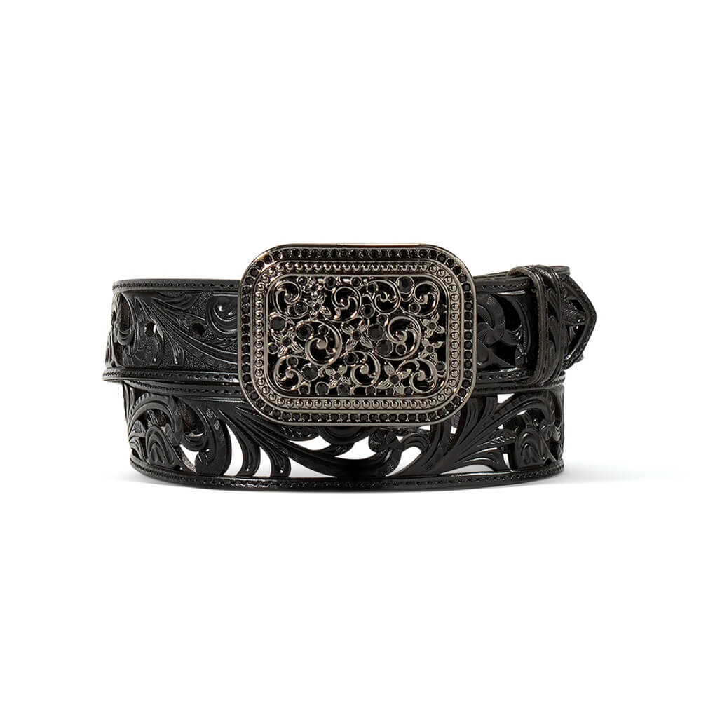 Ariat Womens Genuine Leather With Floral Filigree Belt Black - A1566701