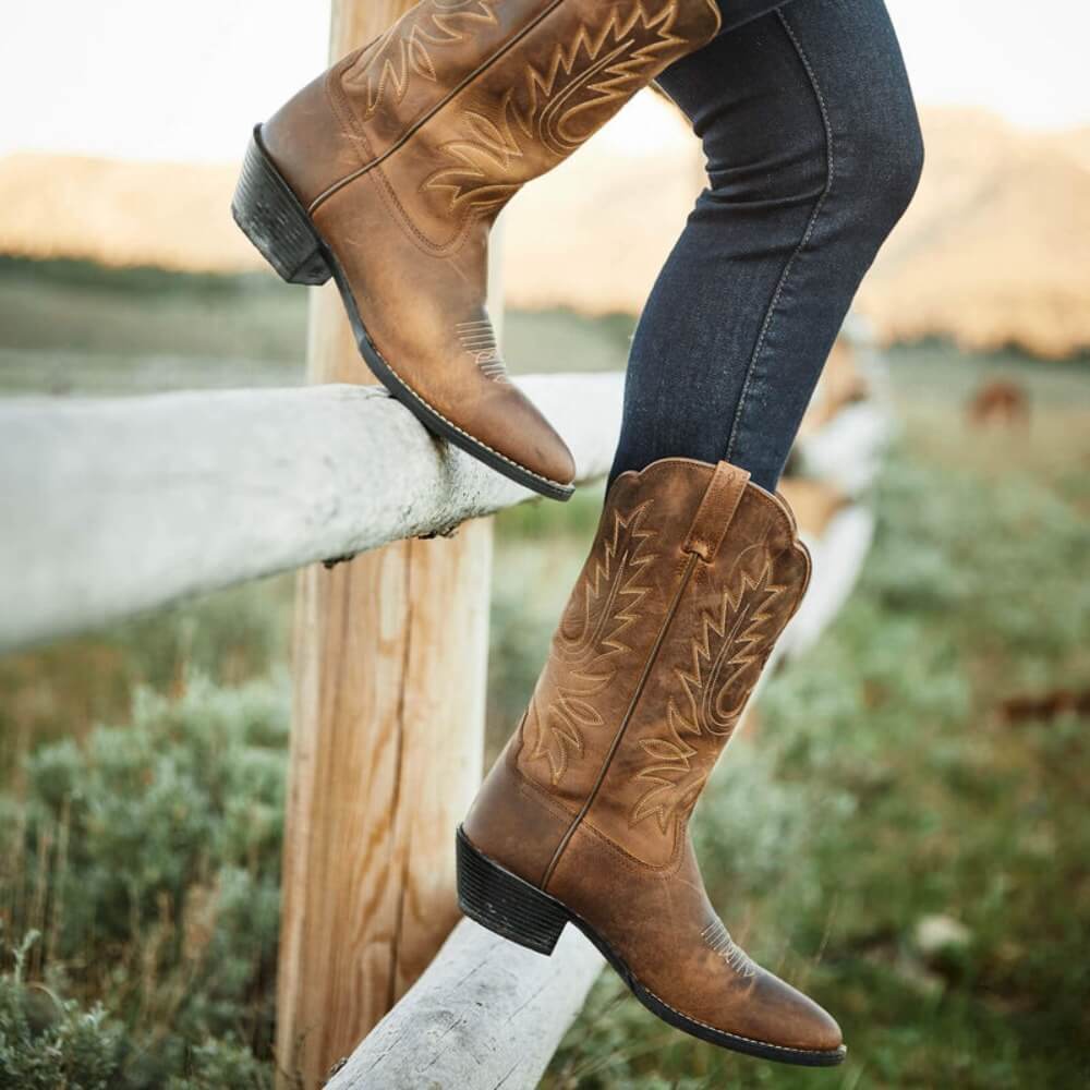 Ariat Womens Heritage R Toe Western Boots Distressed Brown - 10001021