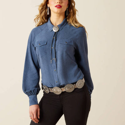 Ariat Womens Juniper Shirt Blouse Dark Denim