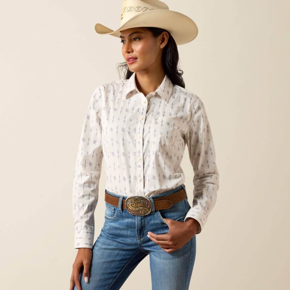 Ariat Womens Kirby Stretch Shirt Sea Salt Dewdrop - 10078847